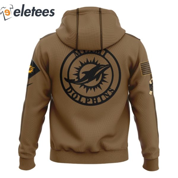 Dolphins Salute To Service Veterans Day Brown Hoodie
