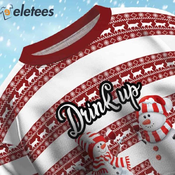 Drink Up Snowmies Ugly Christmas Sweater