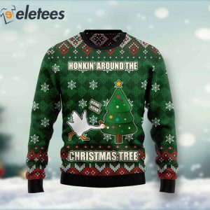 Duck Honkin' Around Christmas Tree Ugly Christmas Sweater