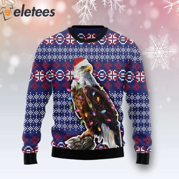 Eagle Christmas Light Ugly Sweater