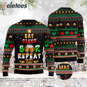 Eat Sleep Beer Repeat Ugly Christmas Sweater 2