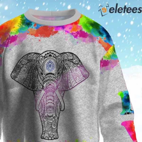 Elephants Colorful Ugly Christmas Sweater