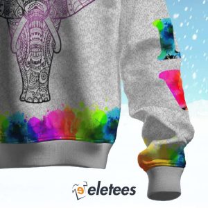 Elephants Colorful Ugly Christmas Sweater 3