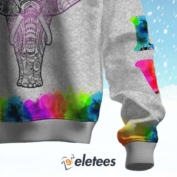 Elephants Colorful Ugly Christmas Sweater