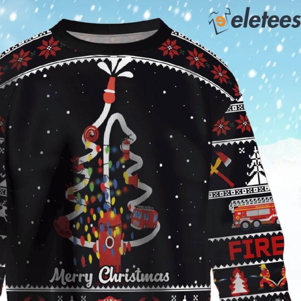 Fire Hose Christmas Tree Ugly Christmas Sweater