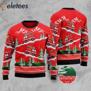 Firefighter Red Truck Ugly Christmas Sweater 2