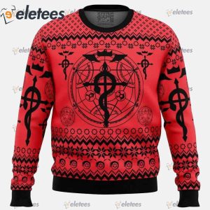 Flamels Cross x Transmutation Circle Full Metal Alchemist Ugly Christmas Sweater