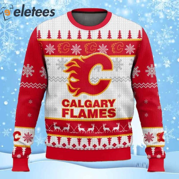 Flames Hockey Ugly Christmas Sweater