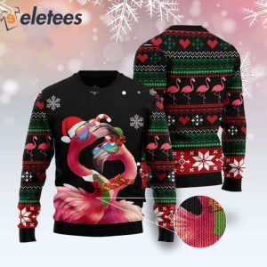 Flamingo Couple Ugly Christmas Sweater 2