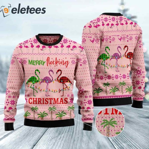 Flamingo Merry Flocking Christmas Ugly Sweater