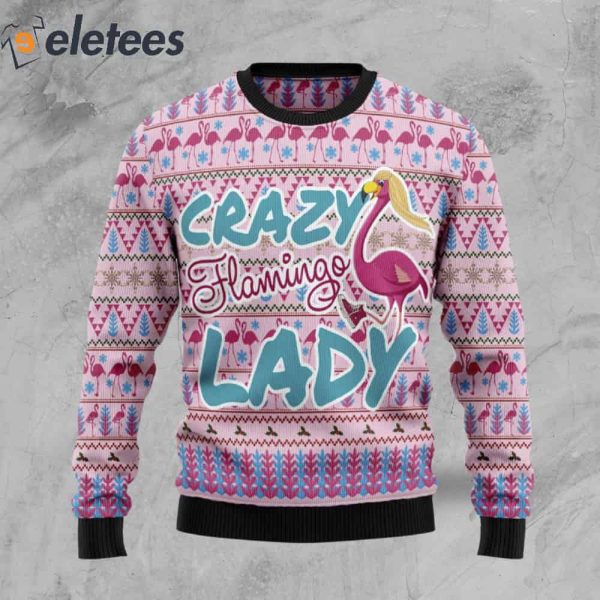 Flamingo Pink Flamingo Lady Ugly Christmas Sweater