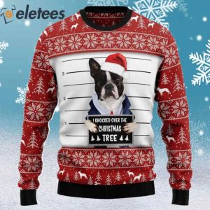 French Bulldog Knocked Over Christmas Tree Ugly Christmas Sweater 2