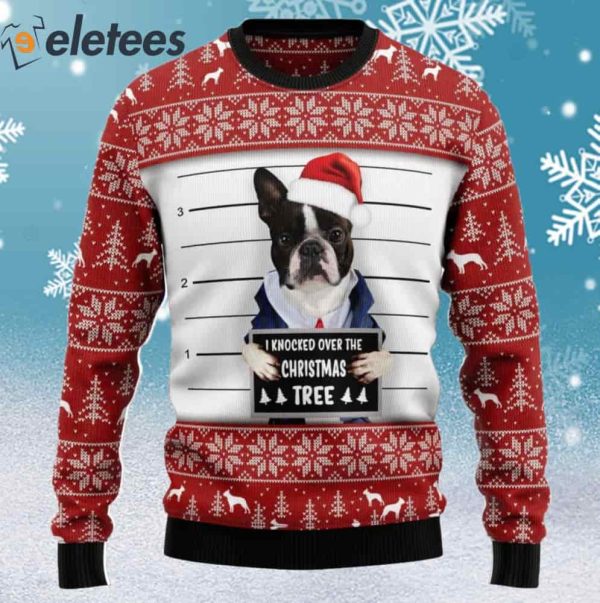 French Bulldog Knocked Over Christmas Tree Ugly Christmas Sweater