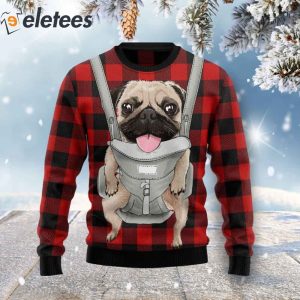 Front Carrier Dog Pug Christmas Sweater