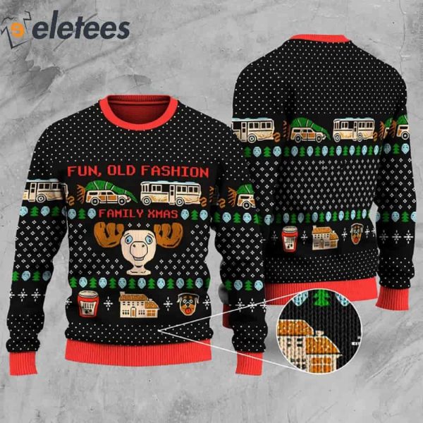 Fun Old Fashion Family Xmas Ugly Christmas Sweater
