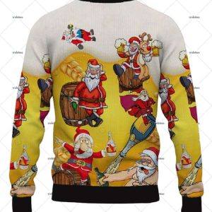Fun Santa With Reindeer Beer Ugly Christmas Sweater 2