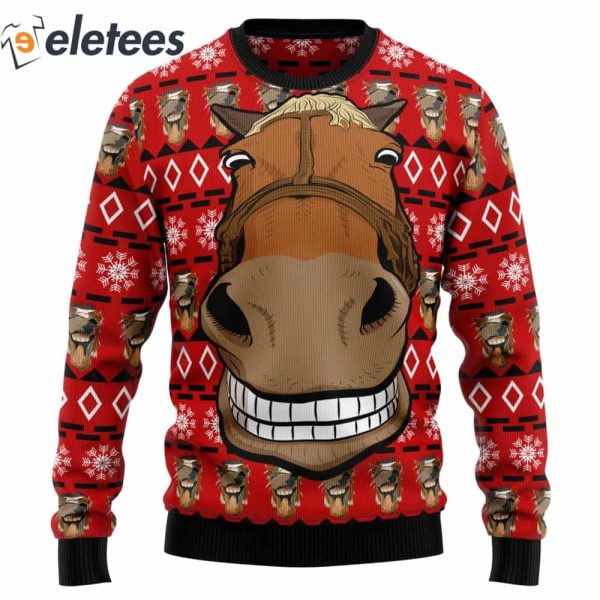 Funny Brown Horse Ugly Christmas Sweater