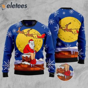 Funny Santa And Full Moon Ugly Christmas Sweater 2