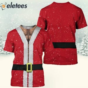 Funny Santa Hairy Chest 3D Print Shirt