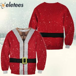 Funny Santa Hairy Chest 3D Print Shirt 2