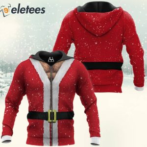 Funny Santa Hairy Chest 3D Print Shirt 4