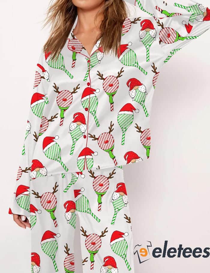 Funny Tennis Racket Christmas Long Sleeve Pajama Set