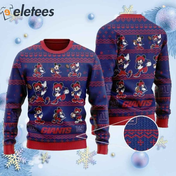 Giants Mickey Mouse Knitted Ugly Christmas Sweater