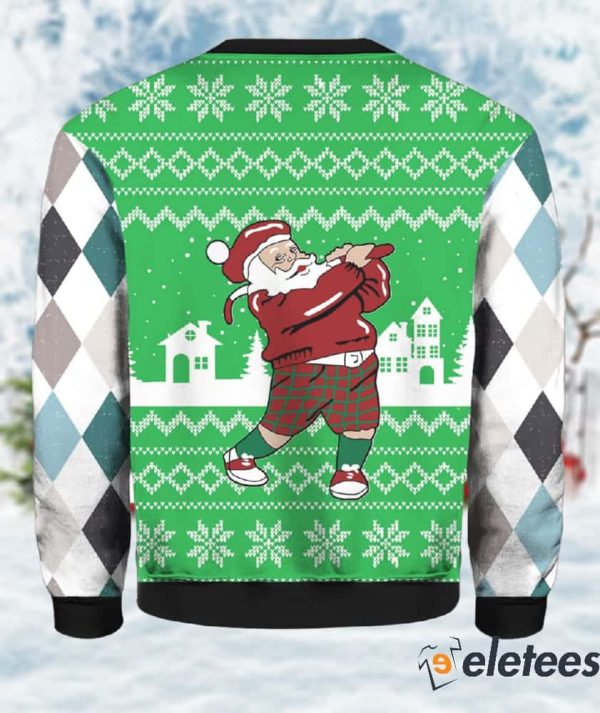 Teeing Off Golfing Santa Ugly Christmas Sweater