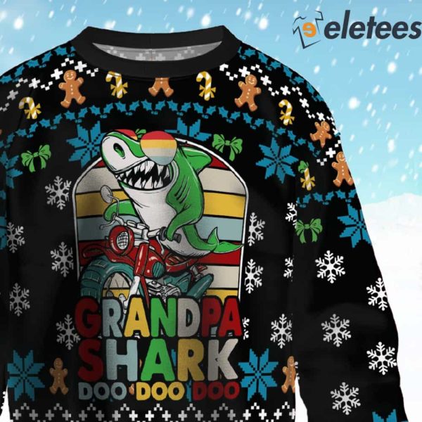 Grandpa Shark Doo Doo Doo Ugly Christmas Sweater