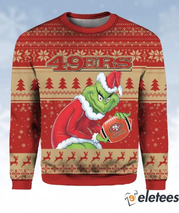 Grnch 49ers Santa Hat Ugly Christmas Sweater