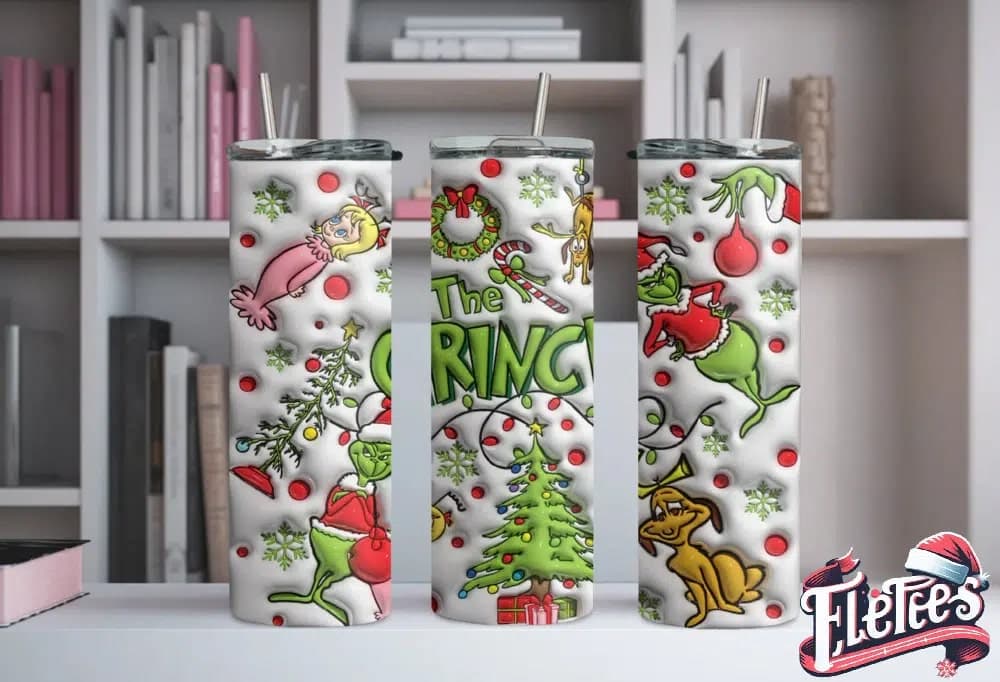 Christmas Tumblers for All the Grinch Fans 20oz Tall Skinny Tumbler With  Lid and Metal Strawmade to Order 