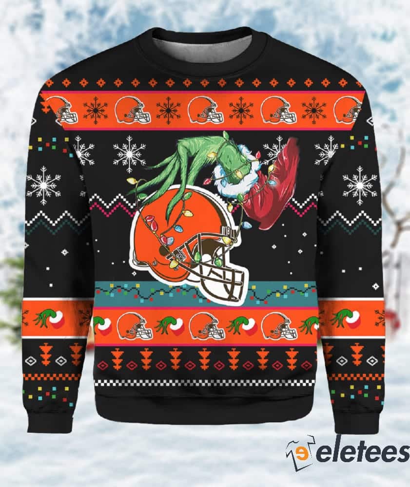 Merry Sweater Funny Cleveland Browns Gifts For Fan Merry Christmas