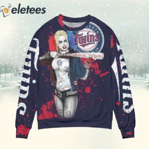 Harley Quinn Twins Baseball Ugly Christmas Sweater 2