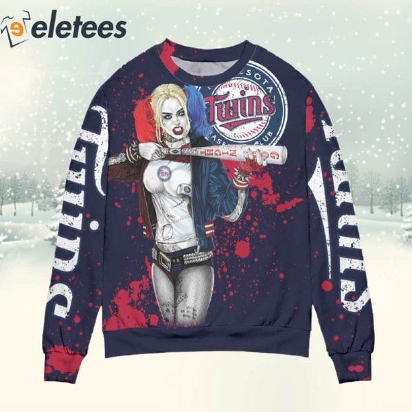 Harley Quinn Twins Baseball Ugly Christmas Sweater