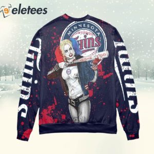 Harley Quinn Twins Baseball Ugly Christmas Sweater 3