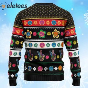 Hippie Peace Sign Ugly Christmas Sweater 2