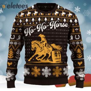 Ho Ho Horse Barrel Racing Cowgirl Ugly Christmas Sweater