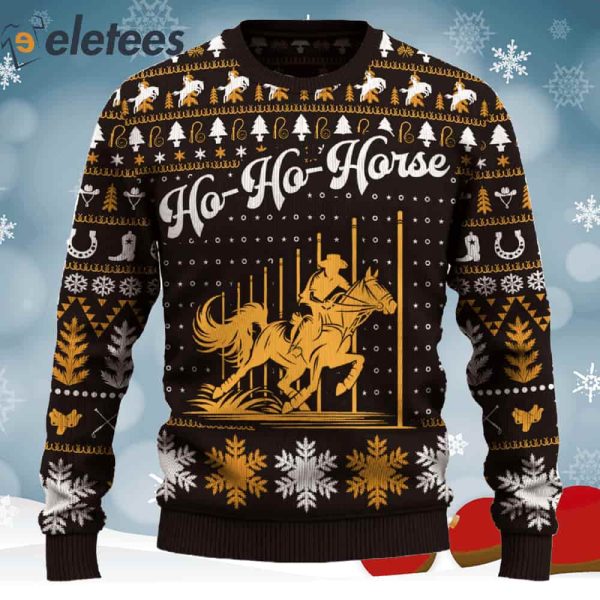 Ho-Ho-Horse Pole Bending Christmas Ugly Sweater