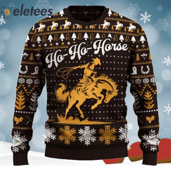 Ho-Ho-Horse Saddle Bronc Riding Rodeo Christmas Ugly Sweater