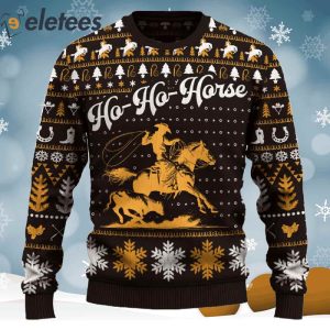 Ho Ho Horse Team Roping Single Christmas Ugly Sweater