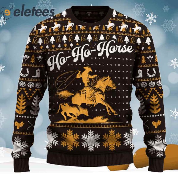 Ho-Ho-Horse Team Roping Single Christmas Ugly Sweater