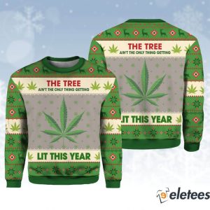 Hobby New Lit This Year Weed Ugly Christmas Sweater 1