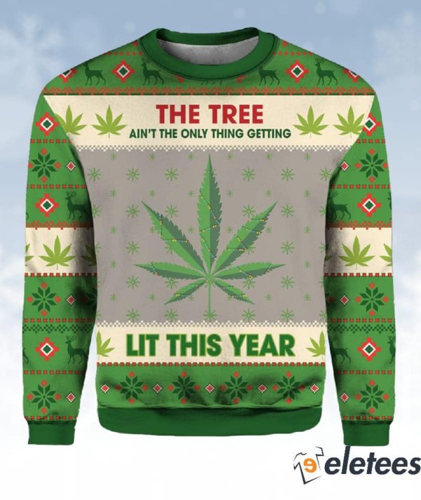 Hobby New Lit This Year Weed Ugly Christmas Sweater