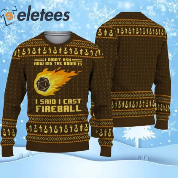 How Big The Room I Cast Fireball Ugly Christmas Sweater