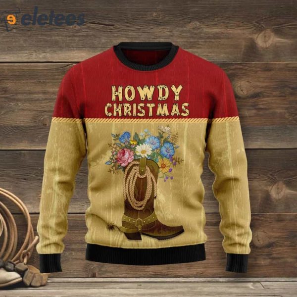 Howdy Christmas Yellow Red Ugly Christmas Sweater
