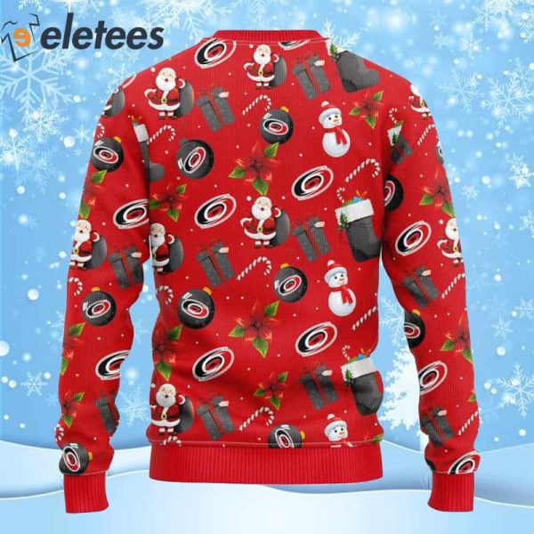 Hurricanes Hockey Santa Claus Snowman Ugly Christmas Sweater