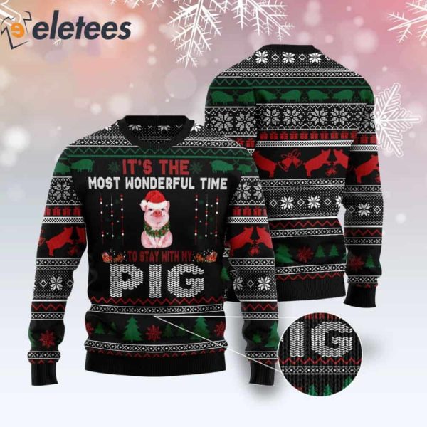 It’s The Most Wonderful Time To Stay With My Pig Ugly Christmas Sweater
