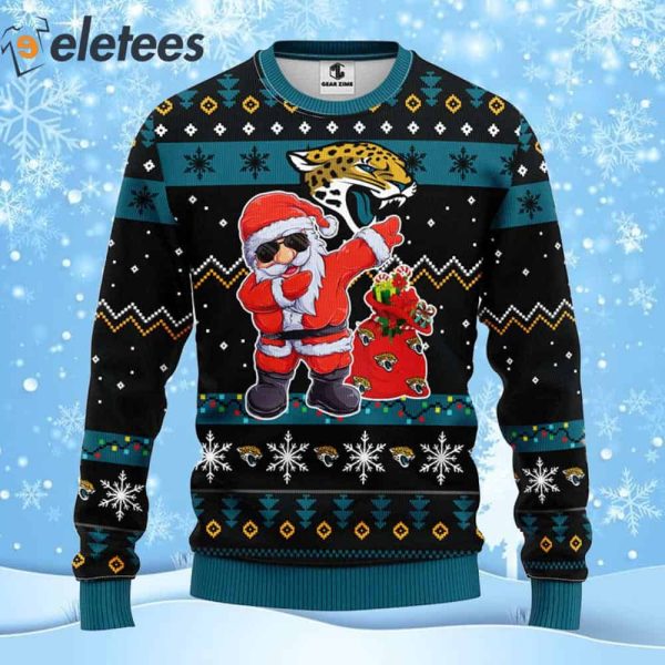 Jaguars Football Dabbing Santa Claus Ugly Christmas Sweater