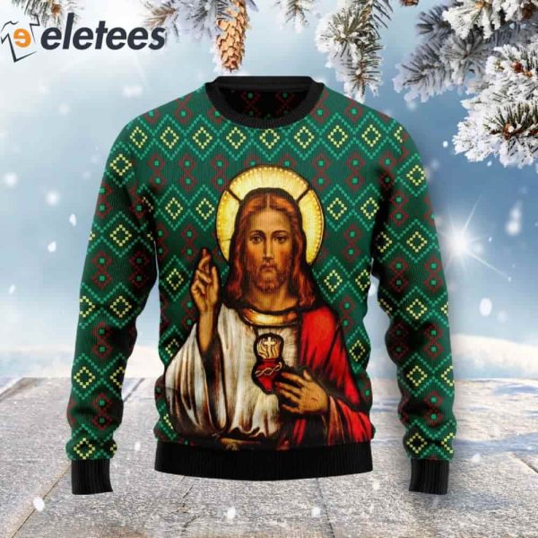 Jesus Green Ugly Christmas Sweater