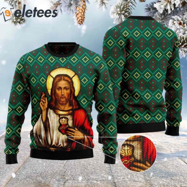 Jesus Green Ugly Christmas Sweater
